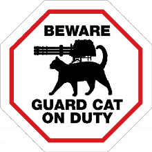 beware guard cat on duty png gatling gun