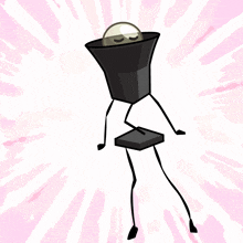 a cartoon drawing of a stick figure with a bucket on its head