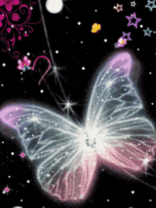 butterflies sparkles stars flower