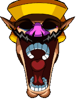 a cartoon drawing of a man with a beard and a big mouth