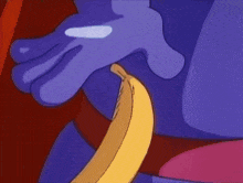 a cartoon character with a red cape is being held by someone