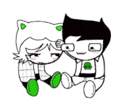 a black and white drawing of a cat and a boy