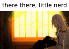 a man and a woman are sitting in front of a window .