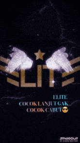 an elite logo with white wings and a star