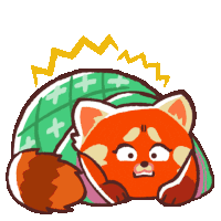 a cartoon drawing of a red panda wrapped in a blanket