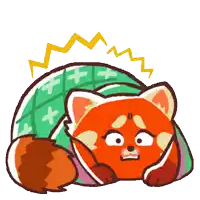 a cartoon drawing of a red panda wrapped in a blanket