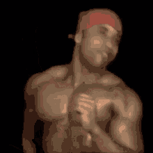 a drawing of a person with a red hat on
