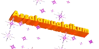 the word assalamualaikum is on a white background with purple stars