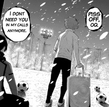 a man with a suitcase says " i dont need you in my calls anymore " in a comic