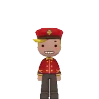 a cartoon character wearing a red jacket and a red hat .