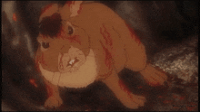 a cartoon drawing of a dog with blood on its body and the words watership down on the bottom