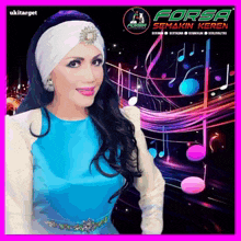 a woman in a blue dress is featured on a forsa semakin keren poster