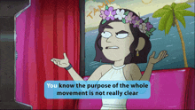 a cartoon of a woman with a flower crown on her head