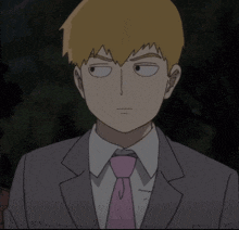 a cartoon character wearing a suit and tie with a serious look on his face