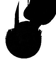 a black and white drawing of a woman 's shadow on a white background