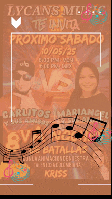 a poster that says lysans music te invita
