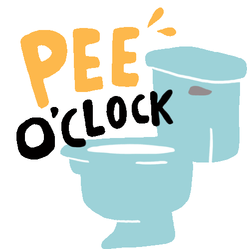 A Toilet With The Message "Pee O'Clock Above It. Sticker - Preggers Pee O Clock Bathroom Break Stickers