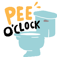 A Toilet With The Message "Pee O'Clock Above It. Sticker - Preggers Pee O Clock Bathroom Break Stickers