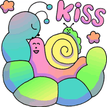 wiggly squiggly cuties kiss worm snail lovers