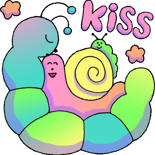 Caterpillar Friendly Kisses Another Caterpillar. Sticker - Wiggly Squiggly Cuties Kiss Worm Stickers