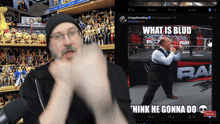 a man in front of a wrestling ring says what is blud