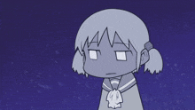 a cartoon drawing of a girl with a white circle in her mouth