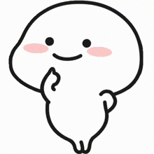 a cartoon drawing of a ghost with a smiling face and a hand on its chin .
