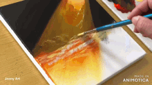 a person is painting on a canvas with the words made in animatica on the bottom right