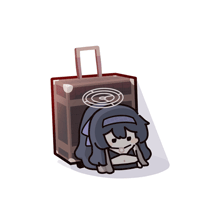 a cartoon drawing of a girl sitting inside of a suitcase