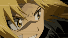 a close up of a cartoon character 's face with a yellow eye