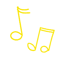 two yellow music notes are floating in the air on a white background .