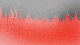 a red star is surrounded by flames on a grey background