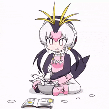a cartoon drawing of a penguin with the word ppp on her shirt