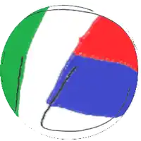 a drawing of a beach ball with a red white and blue stripe