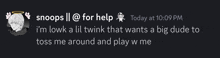 a screenshot of a snoops ii @ for help message