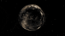 a full moon surrounded by stars in a dark space