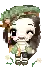 a pixel art drawing of a girl with long hair and a green headband .