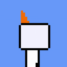 a pixel art drawing of a chicken with a red nose