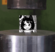 a black and white drawing of a girl with a cat head
