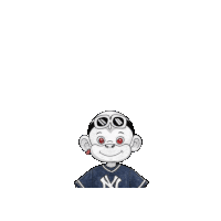 a cartoon character wearing a ny yankees shirt and shorts