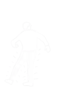 a black and white drawing of a man dancing with his hands on his hips .