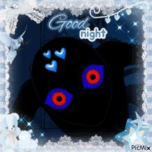 a picture of a monster with the words good night written on it