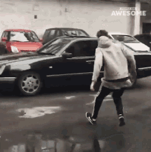 Car Stunt Front Flip Onto Roof GIF - Car Stunt Front Flip Onto Roof Driving Away GIFs