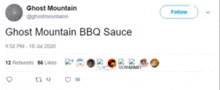 a ghost mountain bbq sauce is being shared on twitter