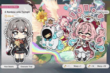 a character event warp for a rainbow onto twilight is being advertised