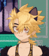 a cartoon character with a choker and cat ears