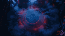 a computer generated image of a nuclear explosion with the letter o on the bottom