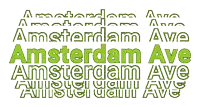 a white background with green letters that say amsterdam ave