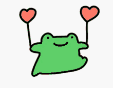 frog frog love heart balloon running love tiny green frog