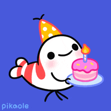 Happy Birthday Shy Shrimp GIF - Happy Birthday Shy Shrimp Pikaole GIFs